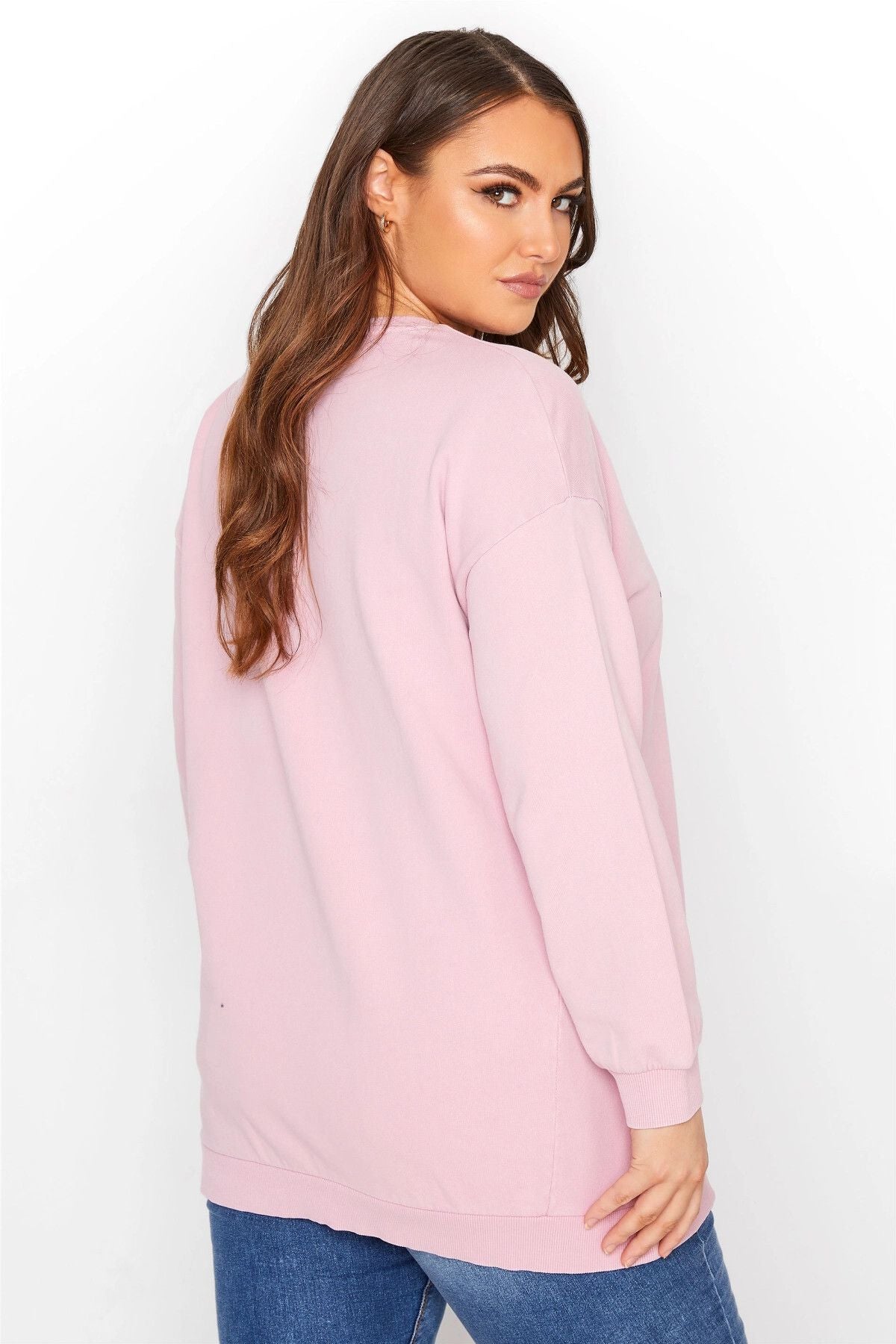 Büyük Beden Yazı Baskılı Bisiklet Yaka Sweatshirt 173598