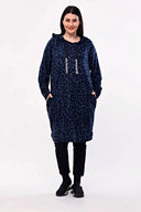 Büyük Beden Leopar Desenli Kapüşonlu Cepli Tunik 301804