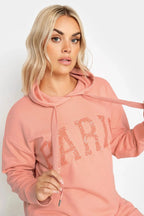 Büyük Beden Payetli Uzun Kollu Bağcıklı Kapüşonlu Sweatshirt 303234