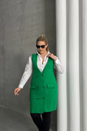 Büyük Beden Sıfır Kol Önü Düğmeli Cep Görünümlü Hırka 300860