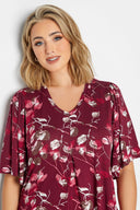 Büyük Beden V Yaka Desenli Asimetrik Kesim Likralı Bluz 302484