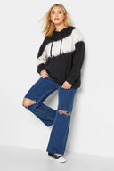 Büyük Beden Batik Desenli Önü Cepli Kapüşonşlu Sweatshirt 172208