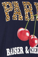 Büyük Beden Kısa Kollu Bisiklet Yaka Baskılı T-shirt 304174