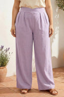 Büyük Beden Pileli Cepli Geniş Paça Esnek Kumaşlı Pantolon 875-V