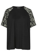 Büyük Beden Kısa Kollu Bisiklet Yaka Baskılı T-shirt 303734