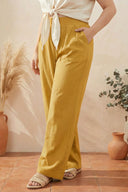 Büyük Beden Pileli Cepli Geniş Paça Esnek Kumaşlı Pantolon 875-V