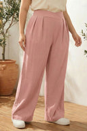 Büyük Beden Pileli Cepli Geniş Paça Esnek Kumaşlı Pantolon 875-V