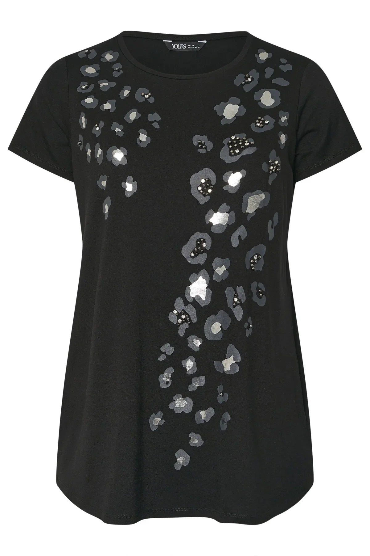 Büyük Beden Kısa Kollu Bisiklet Yaka Baskılı T-shirt 304345
