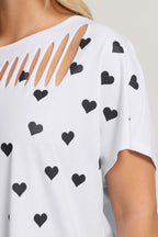 Büyük Beden Kısa Kollu Bisiklet Yaka Baskılı T-shirt 304345