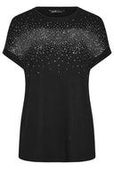 Büyük Beden Bisiklet Yaka İşlemeli Kısa Kollu Bluz 321289