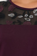 Büyük Beden Bisiklet Yaka Kısa Kollu Payet Detaylı Bluz 322209