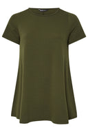 Büyük Beden Bisiklet Yaka Kısa Kollu Dokulu Uzun T-shirt 304001