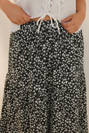 Büyük Beden Uzun Kesim Cepsiz Beli Lastikli Desenli Etek 160320