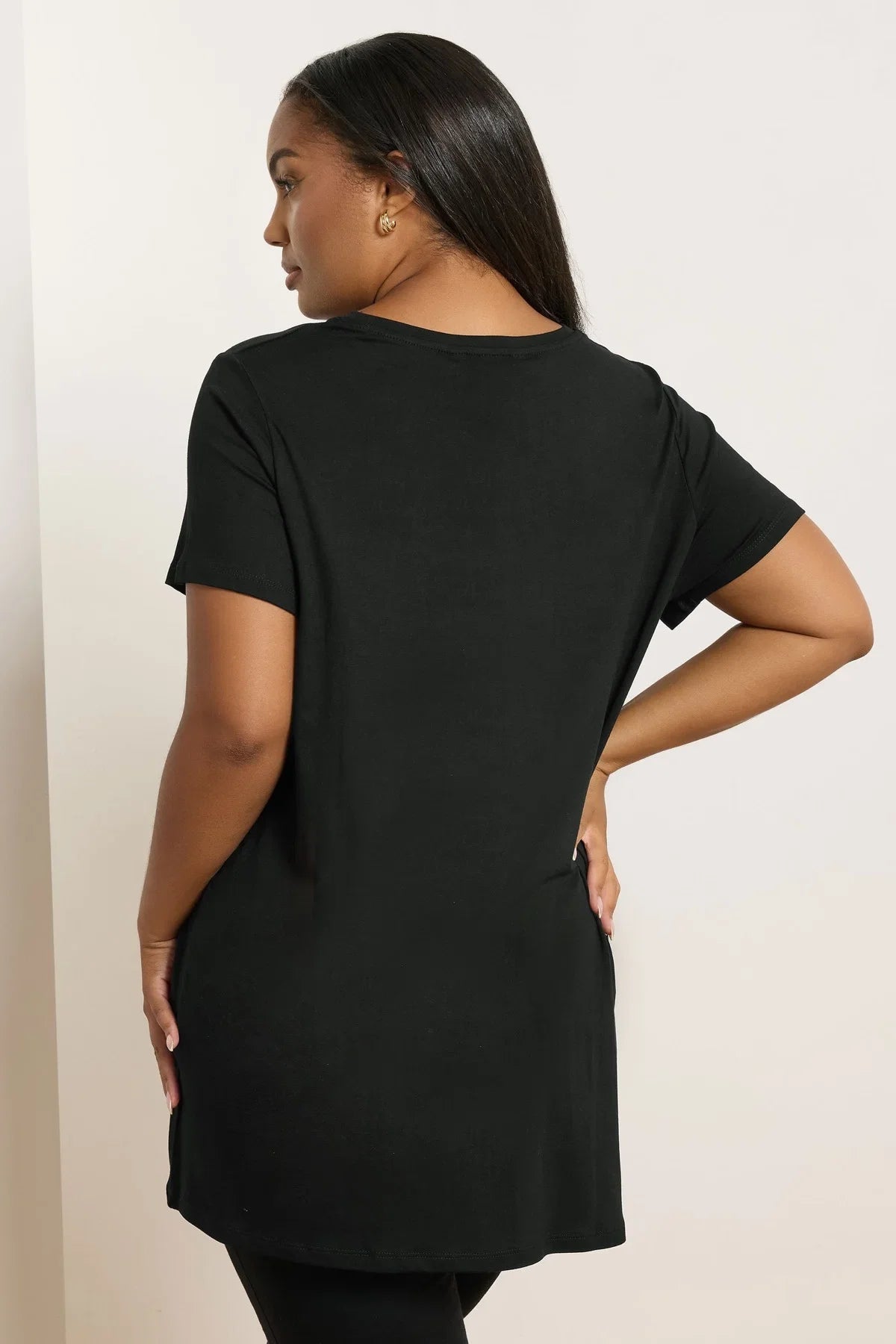 Büyük Beden Kısa Kollu Bisiklet Yaka Baskılı T-shirt 304345