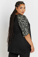 Büyük Beden Kısa Kollu Bisiklet Yaka Baskılı T-shirt 303734