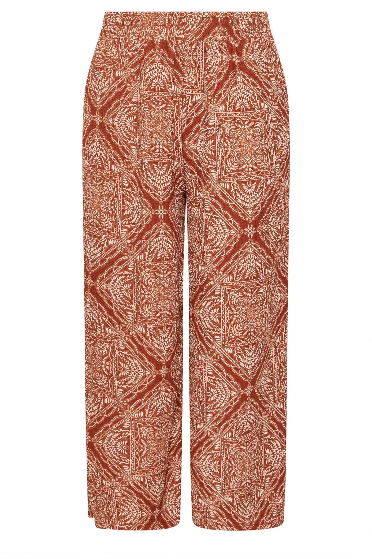 Büyük Beden Beli Lastikli Cepli Geniş Paça Baskılı Pantolon 310293