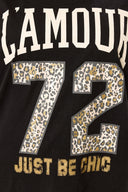 Büyük Beden Bisiket Yaka Kısa Kollu Yazı Baskılı T-shirt 304287