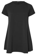 Büyük Beden Bisiklet Yaka Kısa Kollu Bürümcük Kumaş Uzun T-shirt 304000