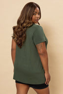 Büyük Beden Bisiklet Yaka Kısa Kollu Parlak Baskılı T-shirt 304175