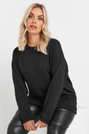 Büyük Beden Bisiklet Yaka Uzun Kollu Basic Sweatshirt 303747