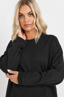 Büyük Beden Bisiklet Yaka Uzun Kollu Basic Sweatshirt 303747