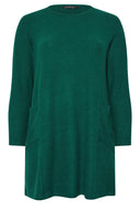 Büyük Beden Bisiklet Yaka Uzun Kollu Cepli Peluş Tunik 616455