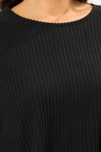 Büyük Beden Bisiklet Yaka Uzun Kollu Fitilli T-shirt 304381