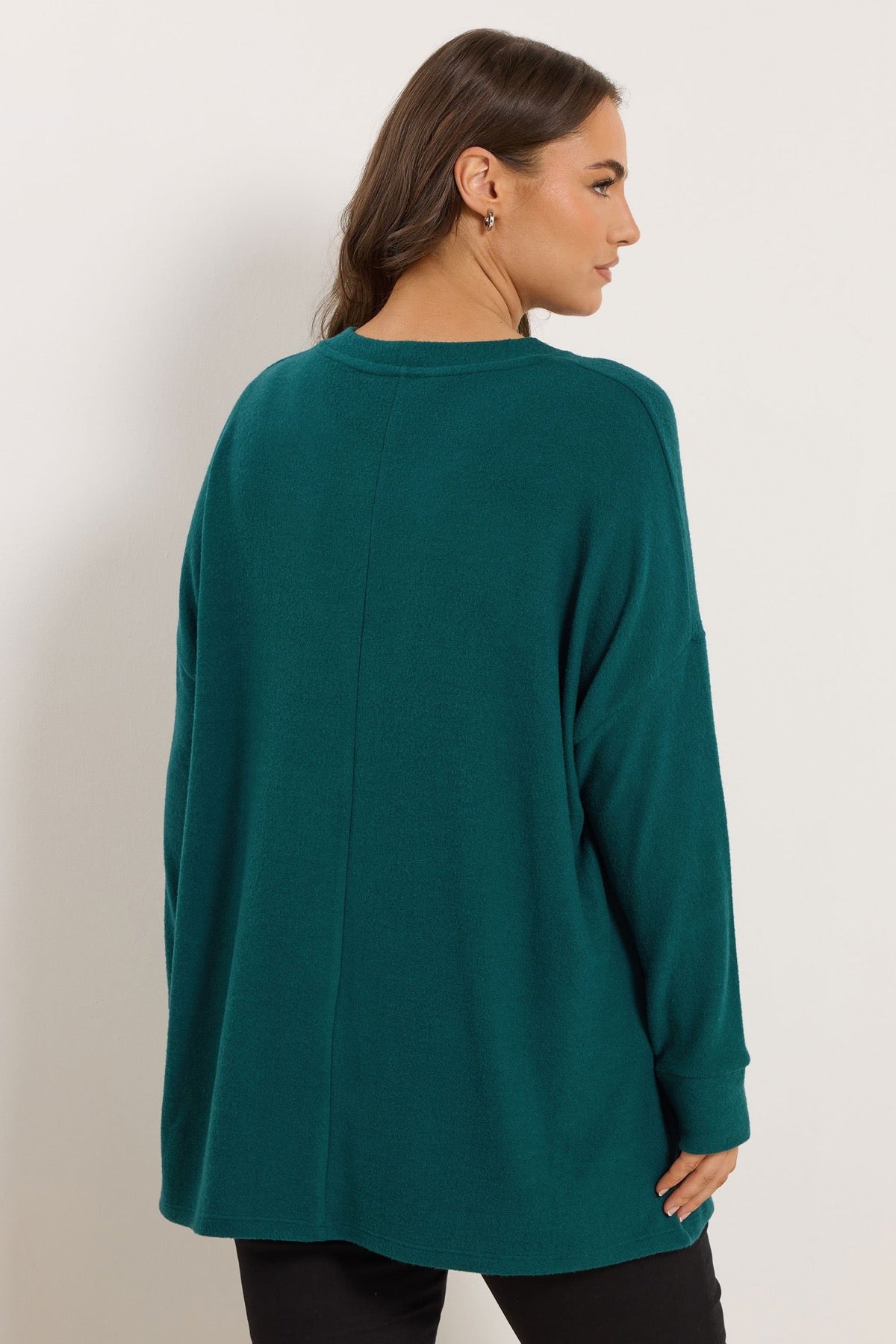 Büyük Beden Bisiklet Yaka Uzun Kollu Payetli Peluş Tunik 285061