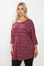 Büyük Beden Bisiklet Yaka Yarım Kol Düğme Detaylı Sweatshirt 304438