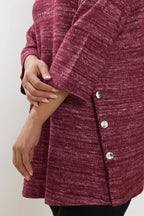 Büyük Beden Bisiklet Yaka Yarım Kol Düğme Detaylı Sweatshirt 304438
