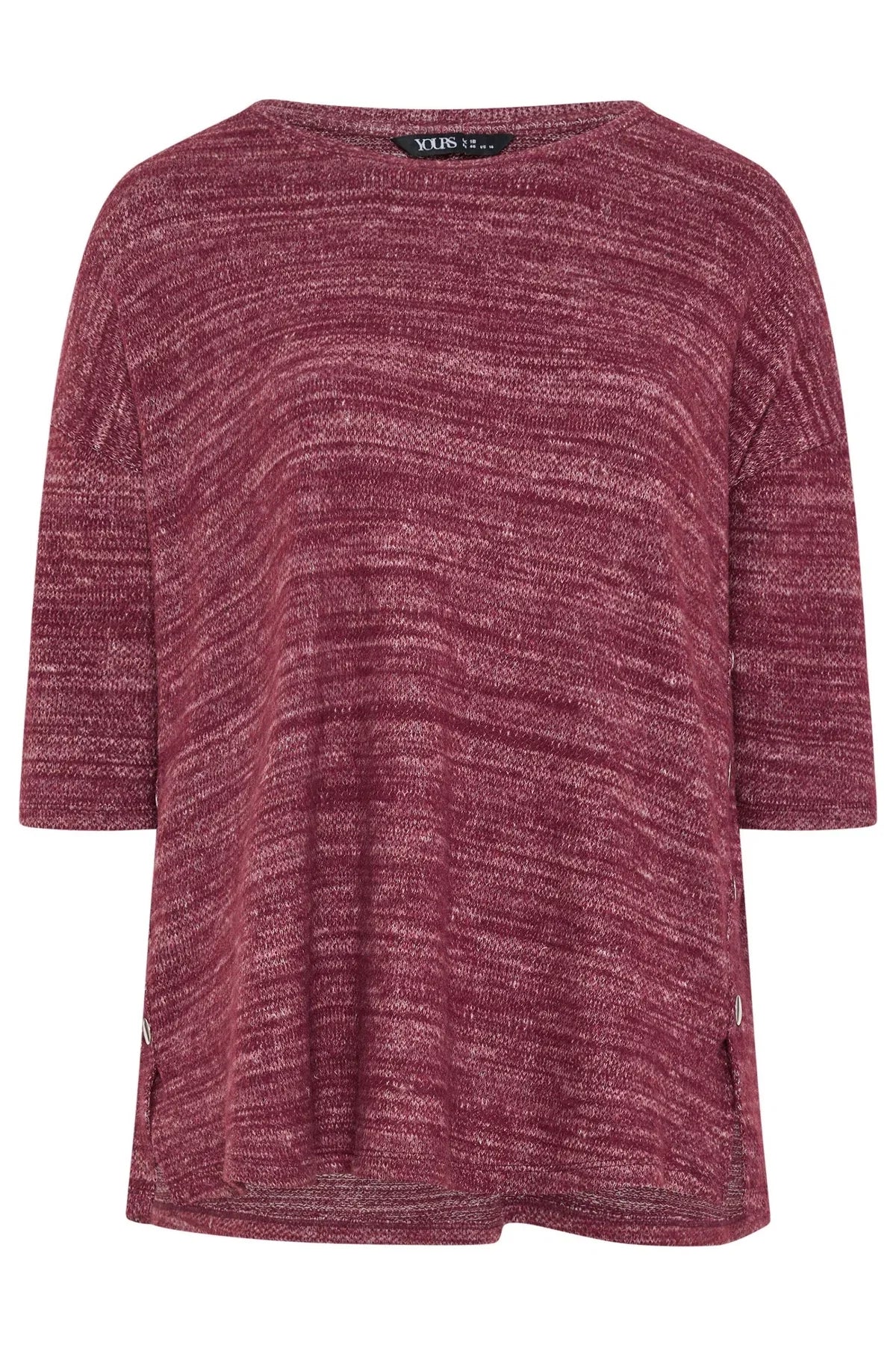 Büyük Beden Bisiklet Yaka Yarım Kol Düğme Detaylı Sweatshirt 304438