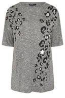 Büyük Beden Bisiklet Yaka Yarım Kol Yanı Yırtmaçlı Boncuklu Tunik 304279