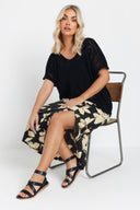 Büyük Beden Bürümcük Kumaş Yırtmaç Detaylı Beli Lastikli Etek 303769