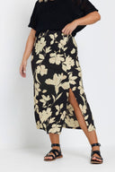 Büyük Beden Bürümcük Kumaş Yırtmaç Detaylı Beli Lastikli Etek 303769