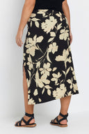 Büyük Beden Bürümcük Kumaş Yırtmaç Detaylı Beli Lastikli Etek 303769