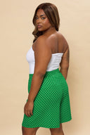 Büyük Beden Cepli Bürümcük Kumaş Puantiyeli Şort 304182