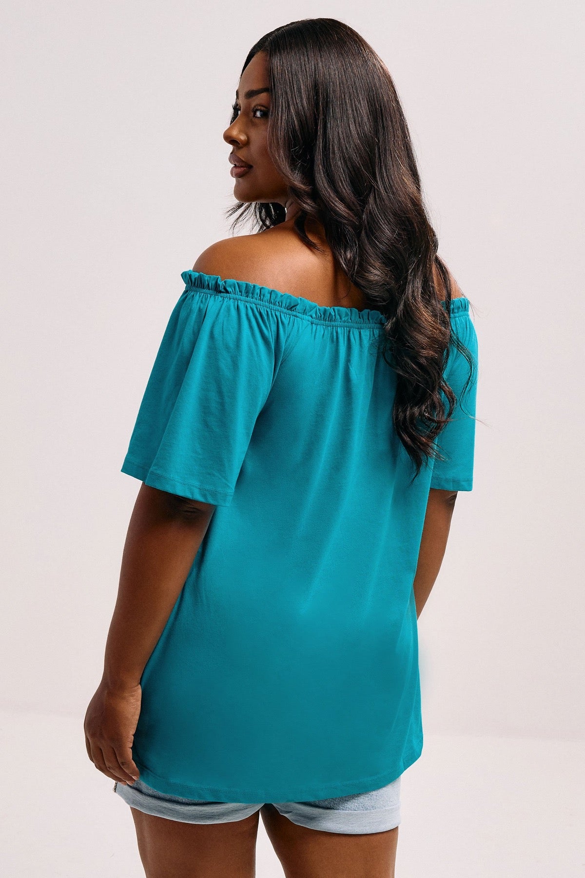 Büyük Beden Düşük Omuz Düğme Detaylı Straplez Bluz 322705