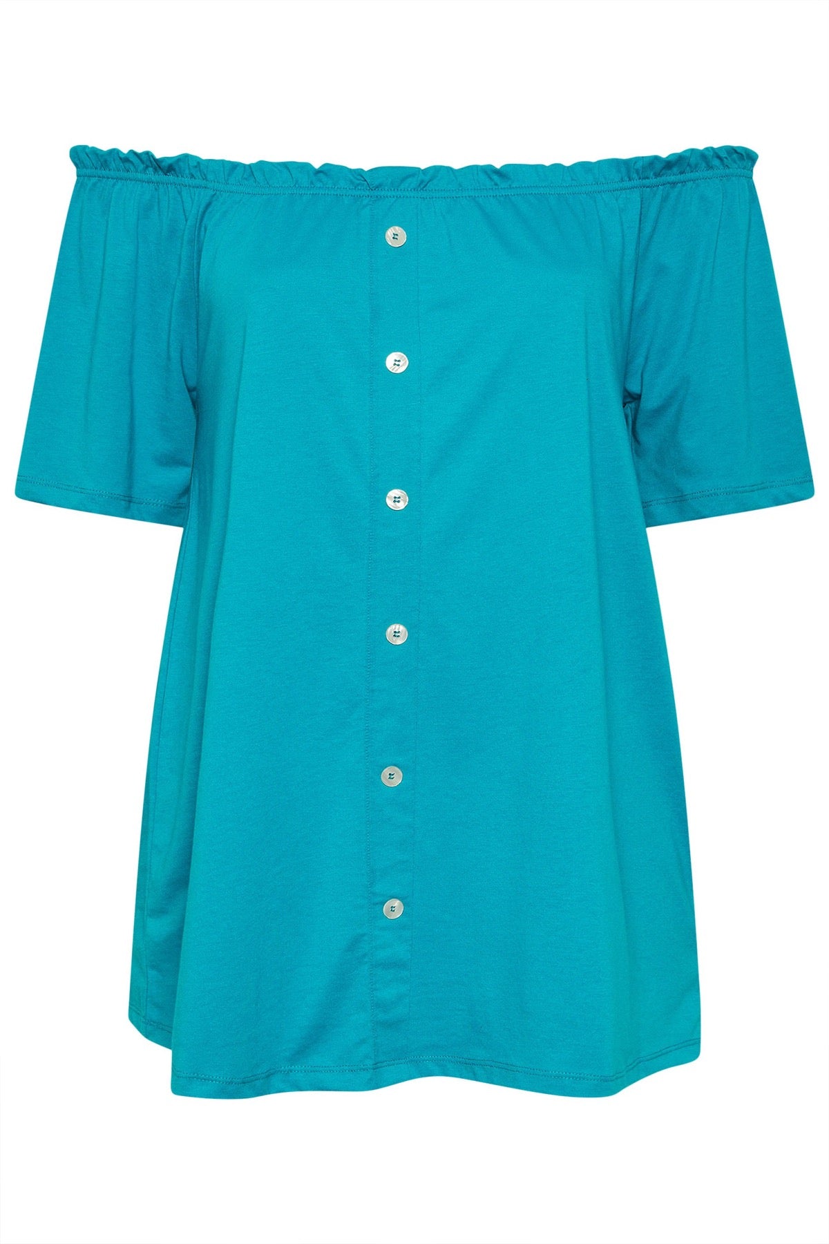 Büyük Beden Düşük Omuz Düğme Detaylı Straplez Bluz 322705