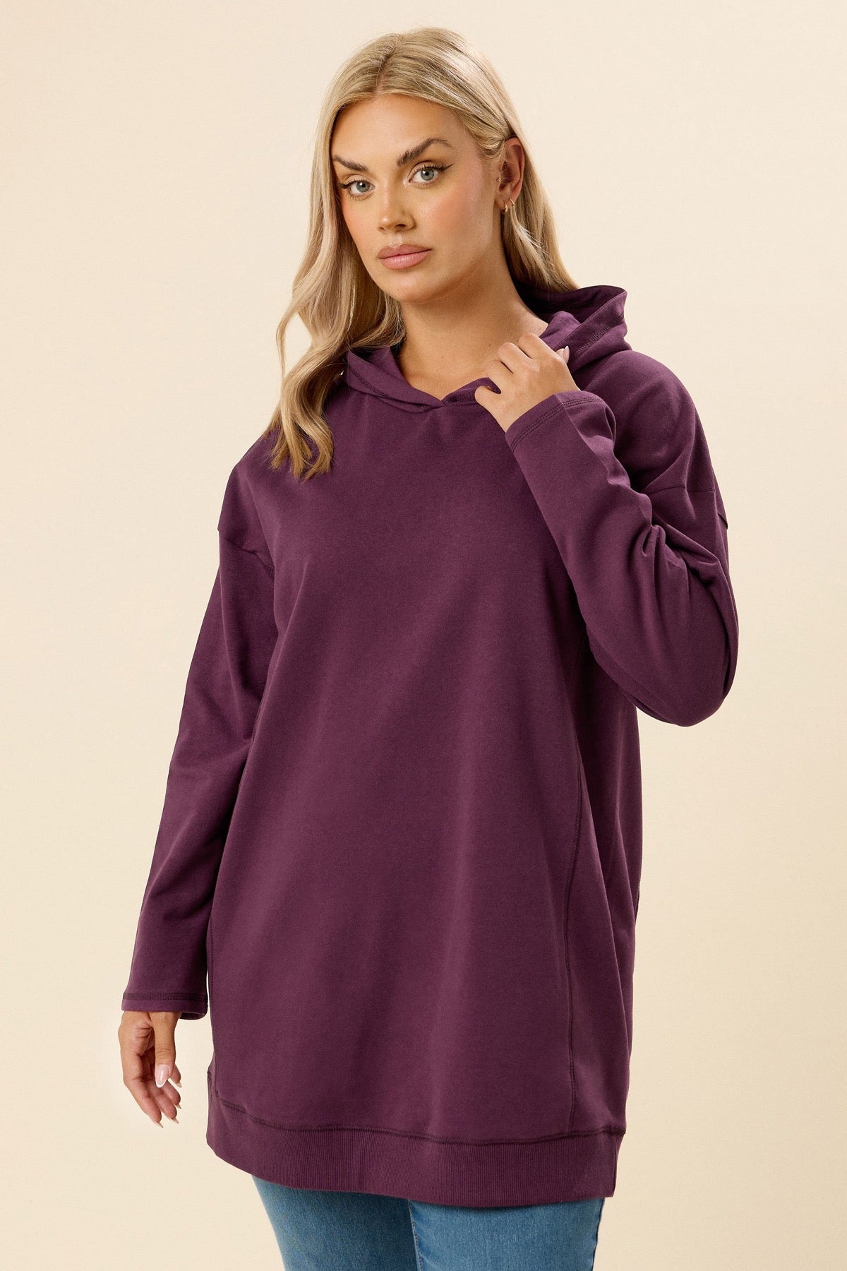 Büyük Beden Kapüşonlu Uzun Kollu Sweatshirt 304288