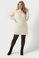 Büyük Beden Krem Fermuarlı Elbise 303967