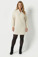 Büyük Beden Krem Fermuarlı Elbise 303967