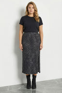 Büyük Beden Leopar Desenli Yırtmaçlı Kalem Etek 160379