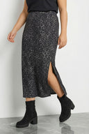 Büyük Beden Leopar Desenli Yırtmaçlı Kalem Etek 160379