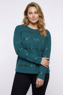 Büyük Beden Payet Şeritli Yumoş Yeşil Kazak 502732