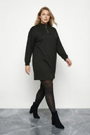 Büyük Beden Siyah Fermuarlı Mini Elbise 304489