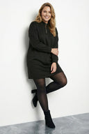 Büyük Beden Siyah Fermuarlı Mini Elbise 304489