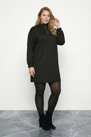 Büyük Beden Siyah Fermuarlı Mini Elbise 304489