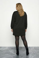 Büyük Beden Siyah Fermuarlı Mini Elbise 304489