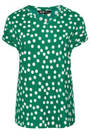 Büyük Beden V Yaka Kısa Kollu Puantiyeli T-shirt 303956