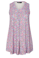 Büyük Beden V Yaka Sıfır Kol Çiçek Desenli Astarsız Dantel Bluz 304217